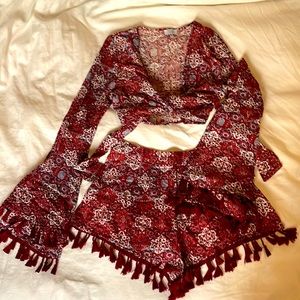 Tobi Two piece fringed set size small